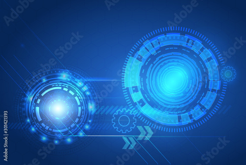 Vector Abstract futuristic circuit board. Global Network, computer technology dark blue color background , technology concept. Vector illustration