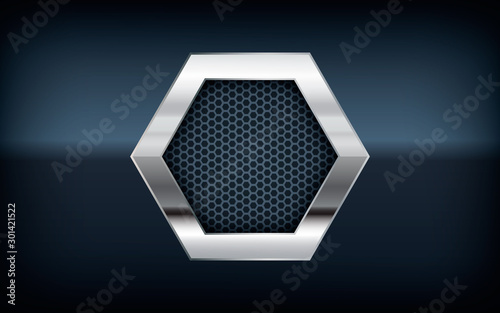 3d modern black background with hexagon silver color effect