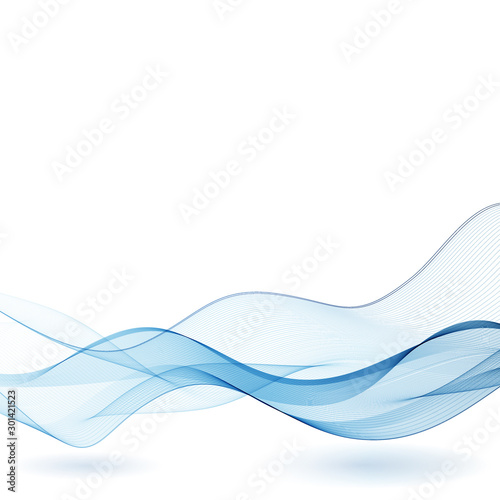 Blue wavy lines on a white background. Abstract wave background. eps 10