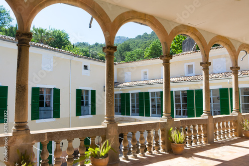 Mallorca. Estate Of La Granja. Colonnade on the second floor in the manor house. photo