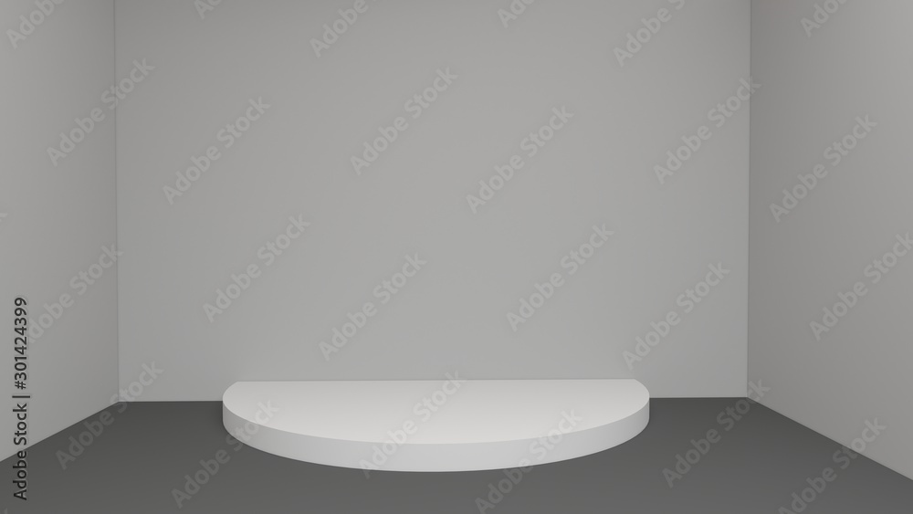 Podium scene or 3D render round pillar stand scene and winner pedestal in studio on gray or white background Podium scene or 3D render round pillar stand scene and winner pedestal in studio on gray or white background