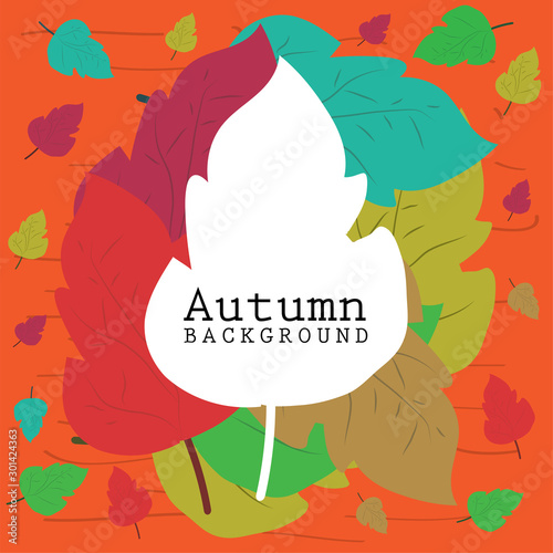 Autumn background with a leaves - Vector illustration