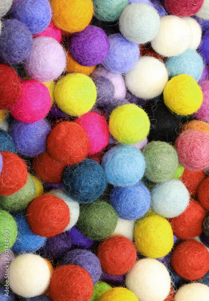 wool balls or felt balls are the typical christmas ornaments