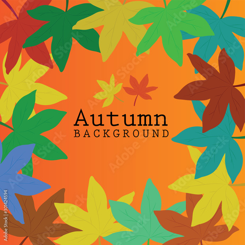 Autumn background with a leaves - Vector illustration