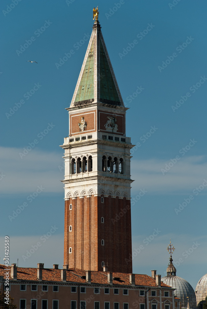 Venice, Italy: View of Campanile at the Piazza San Marco (St Mark's Campanile, Italian: Campanile di San Marco)