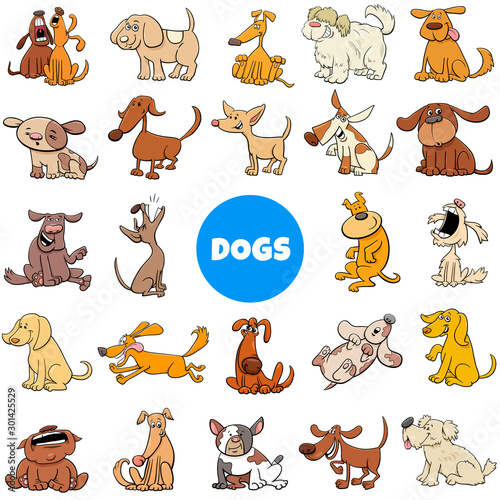 Photography cartoon dog and puppies characters large set