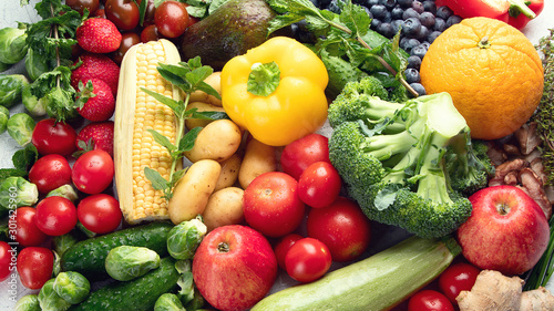 Assortment of fresh fruits and vegetables