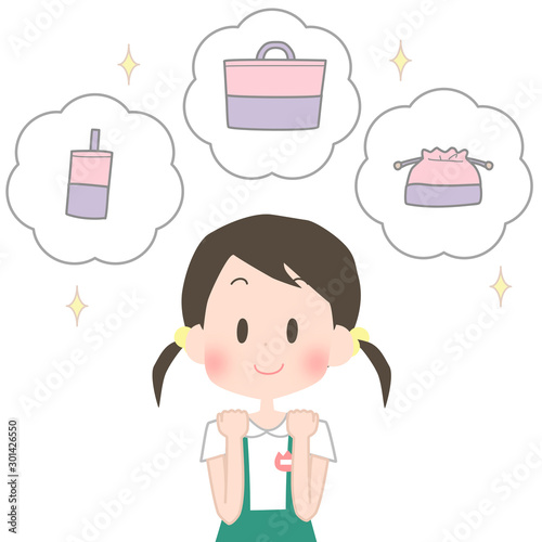 入園グッズを欲しがる女の子