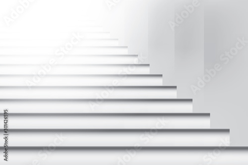 Stair  ladder  abstract geometric white and gray color background. Vector  illustration.