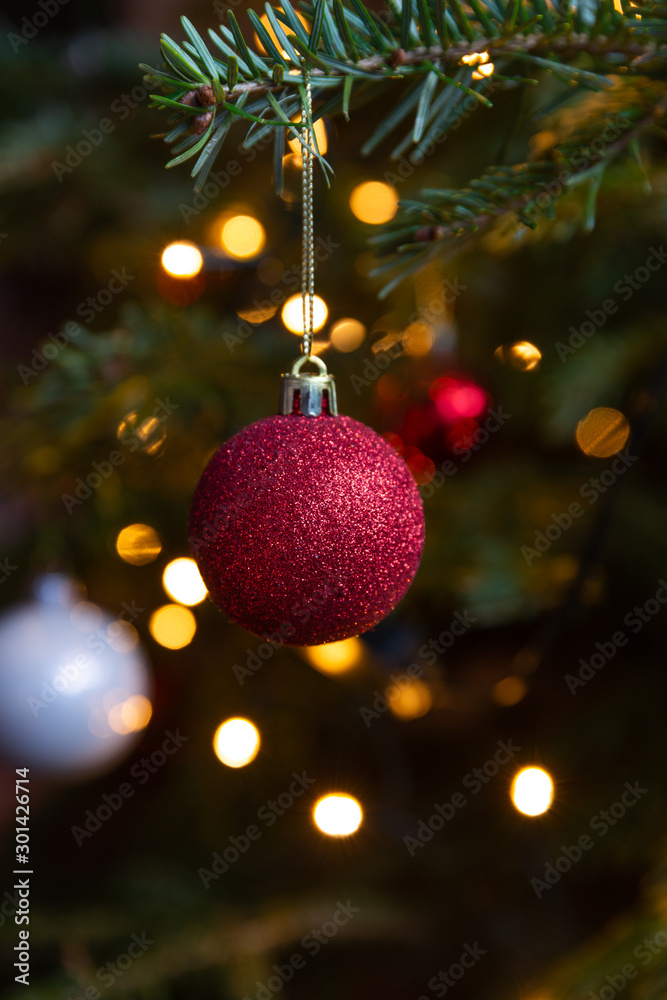 Christmas ball and cozy background Christmas ball and cozy background
