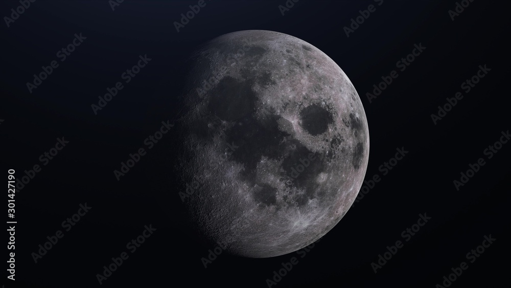 Naklejka premium Realistic Moon, satellite planet Earth in deep space. 3D Rendering