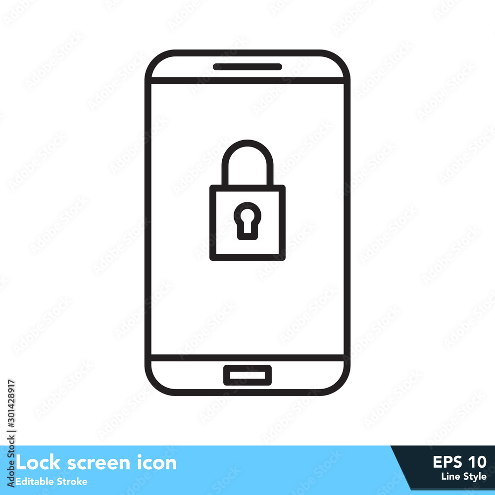 Lock screen icon in line style, with editable stroke eps 10 Lock screen icon in line style, with editable stroke eps 10