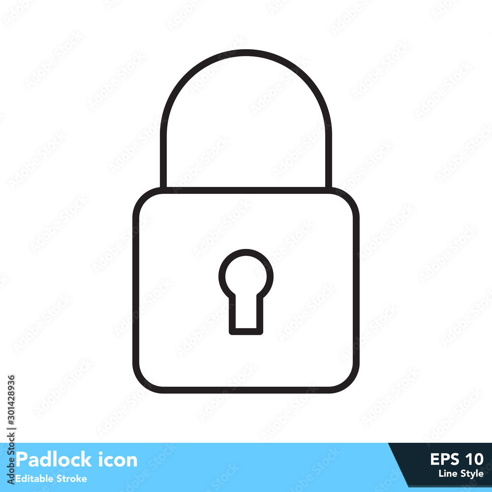 Padlock icon in line style, with editable stroke eps 10 Padlock icon in line style, with editable stroke eps 10