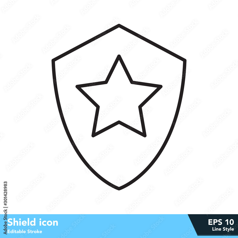 Shield icon in line style, with editable stroke eps 10 Shield icon in line style, with editable stroke eps 10