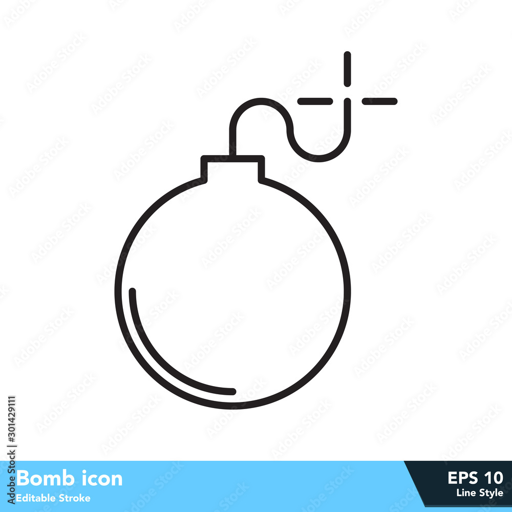 Bomb icon in line style, with editable stroke eps 10 Bomb icon in line style, with editable stroke eps 10