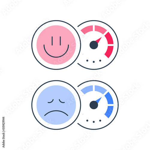 Client opinion poll, customer attitude, negative or positive reaction, good or bad service survey