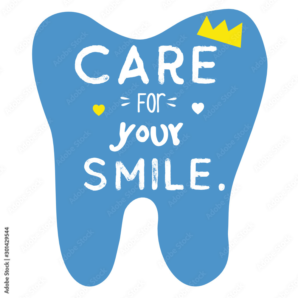 Dental care motivational quote poster. Dentist Day greeting card