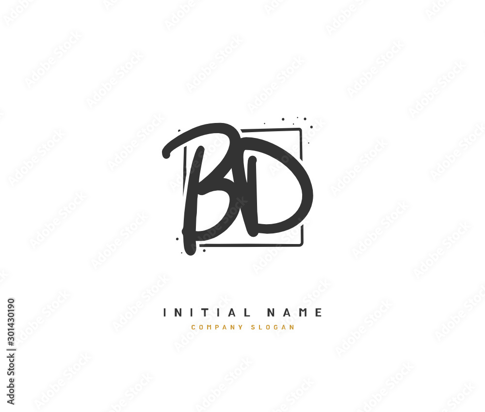 B D BD Beauty vector initial logo, handwriting logo of initial signature, wedding, fashion, jewerly, boutique, floral and botanical with creative template for any company or business. - obrazy, fototapety, plakaty 