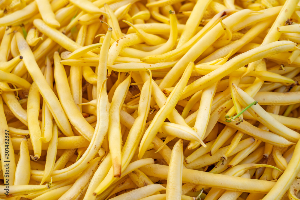 Harvested yellow beans for sale at farmers market Harvested yellow beans for sale at farmers market