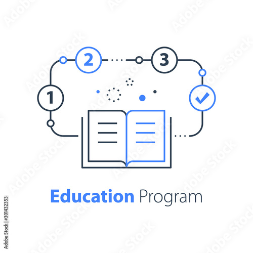 Education program, open book, simple learning plan, creative writing and storytelling