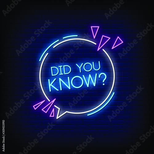 Did You Know Neon Signs Style Text Vector