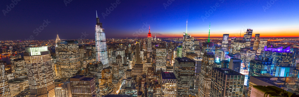 New York City Manhattan skyline buildings sunset evening 2019 November
