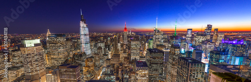 New York City Manhattan skyline buildings sunset evening 2019 November