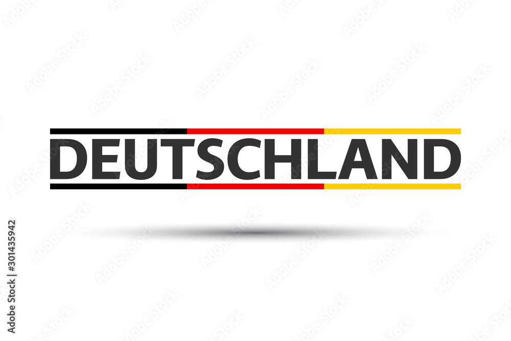 Colored symbol with German tricolor isolated on white background, Germany in German, simple German icon, vector illustration