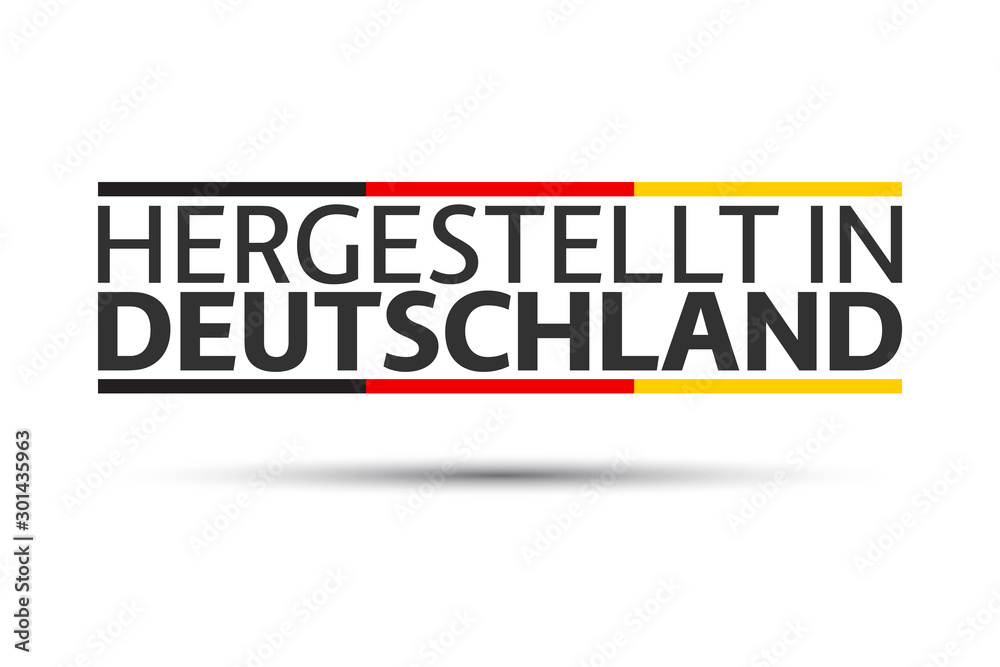 Made in Germany in German, simple vector symbol with the German tricolor isolated on white background