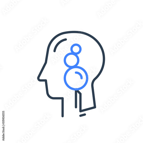Human head profile, cognitive psychology or psychiatry concept, mental balance