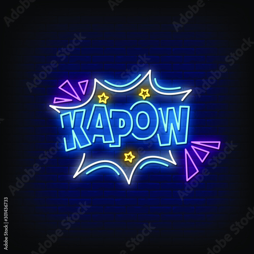 Kapow Neon Signs Style Text Vector