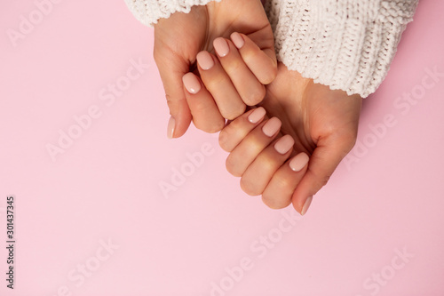 Beautiful woman's nails with manicure