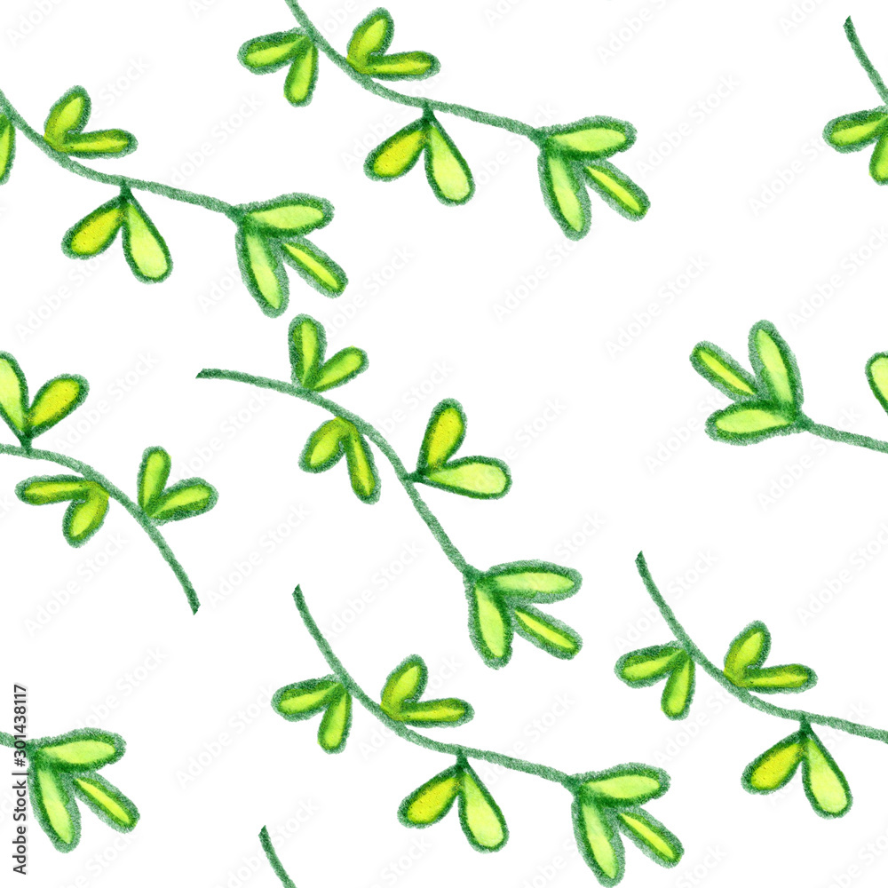 drawing green yellow herb leaves sketch graphic pattern wallpaper design fabric drawing green yellow herb leaves sketch graphic pattern wallpaper design fabric