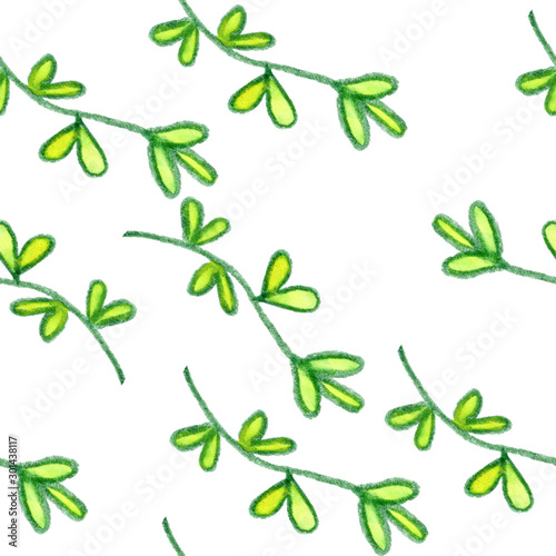 drawing green yellow herb leaves sketch graphic pattern wallpaper design fabric