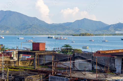 top view of ships in Puerto Princesa, Philippines - April 2018