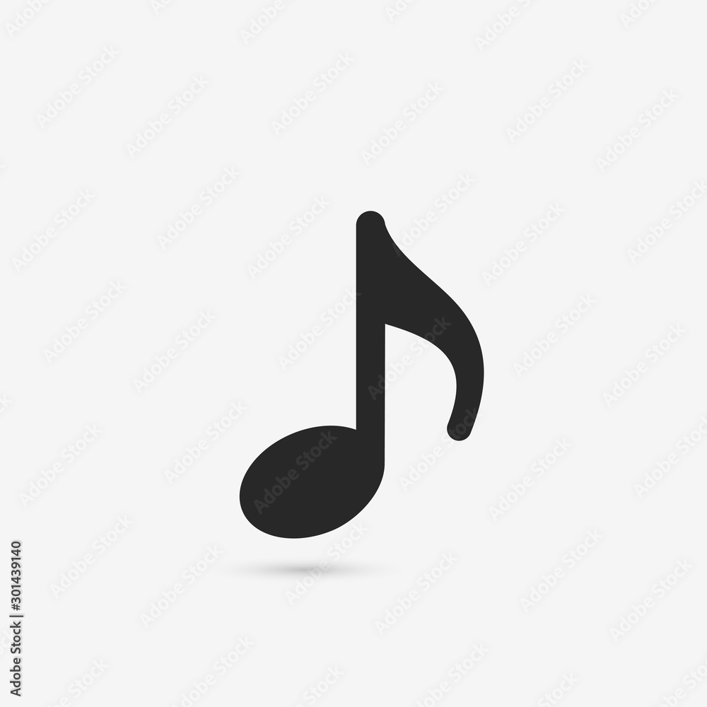 Music note icon. Vector symbol on white background. Music note icon. Vector symbol on white background.