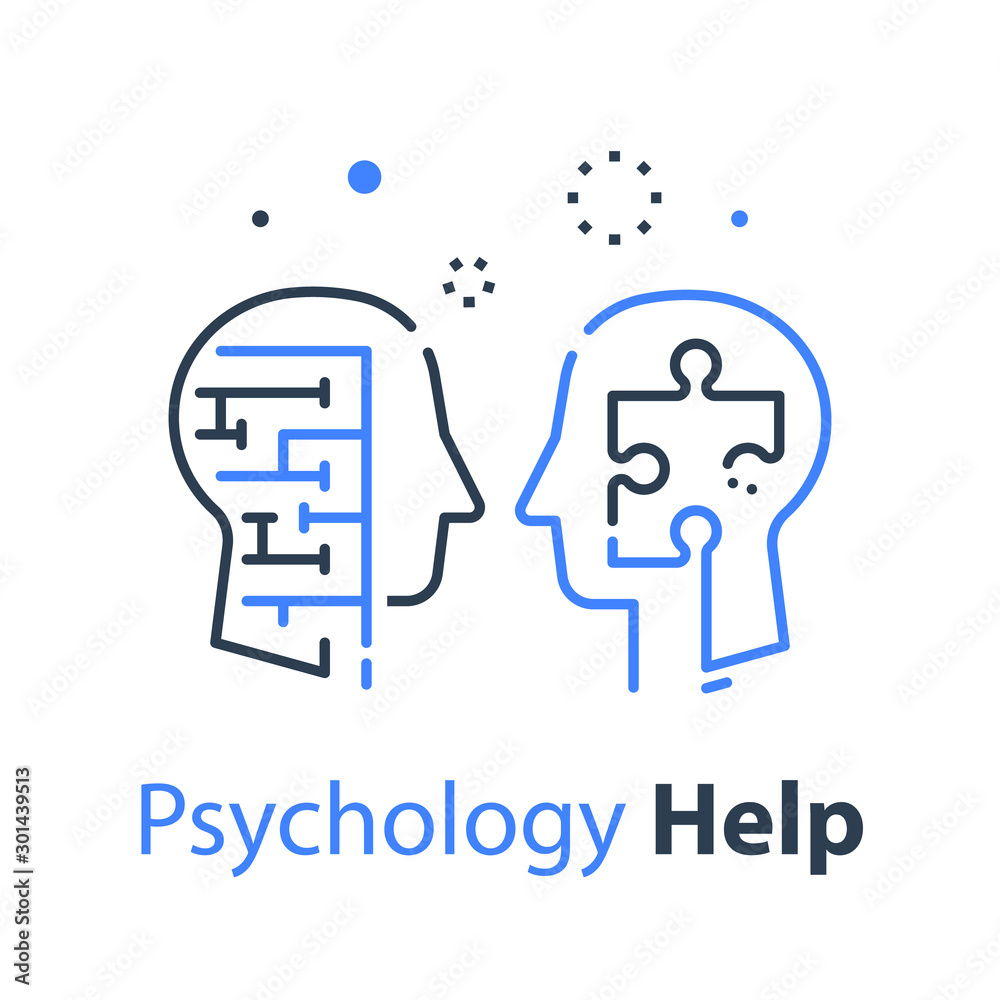 Human head profile and jigsaw puzzle, mental game Human head profile and jigsaw puzzle, mental game