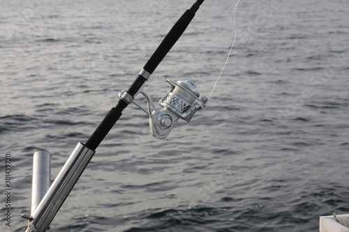 caña de pesca preparadas en el barco