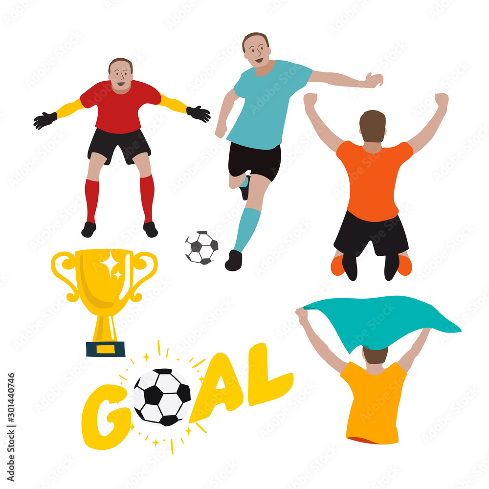 Set of Soccer Player, vector illustration.