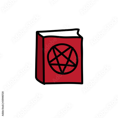 pentagram book doodle icon, vector illustration