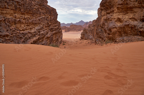 Rocky canyon in Wadi Rum desert, Jordan