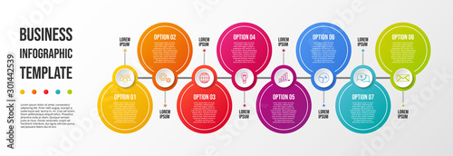 Concept of a colorful infographic with business icons - infographic template. Vector