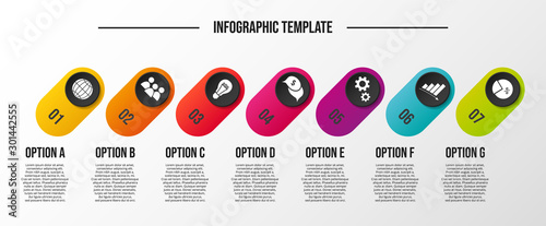Concept of a colorful infographic with business icons - infographic template. Vector
