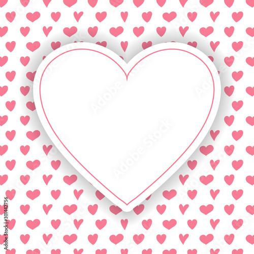 Template of a card with cute hearts. Mother s Day  Women s Day and Valentine s Day. Vector