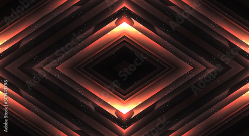 Dark abstract futuristic background. Neon lines, glow. Neon lines, shapes. 