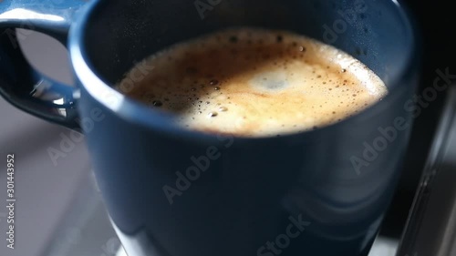 Espresso coffee cup closeup steaming, strong coffee cup aroma