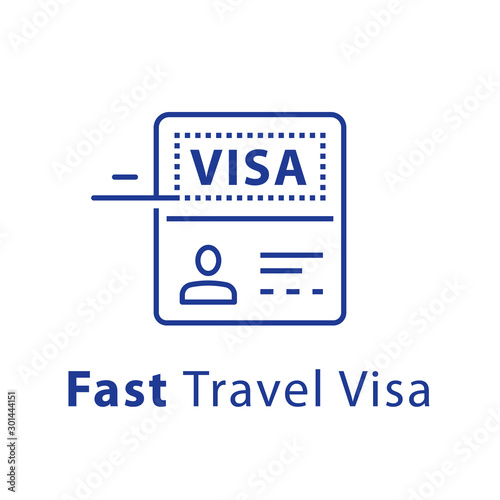 Travel visa approval, passport and stamp, fast service