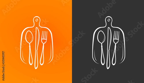 Cooking logo or label. Restaurant menu symbol. Vector illustration