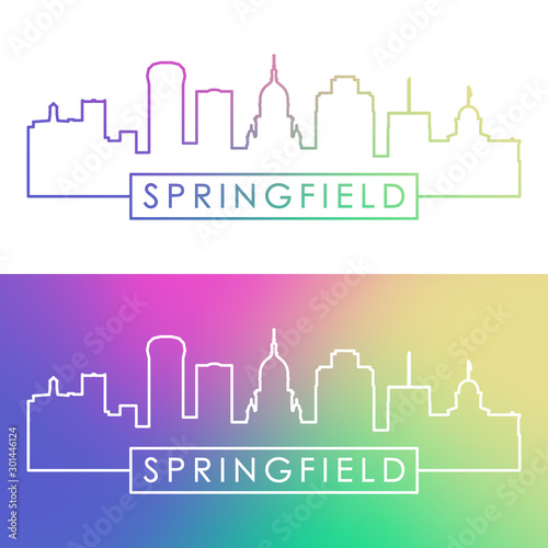 Springfield skyline. Colorful linear style. Editable vector file.