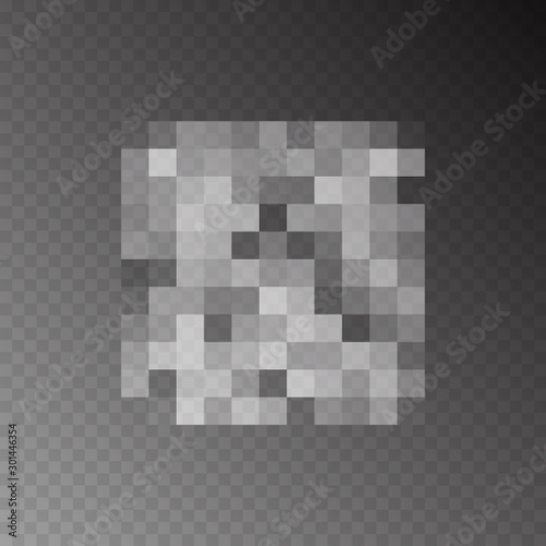Censor blur effect texture isolated on transparent background. Vector blurry translucent pixel censorship pattern.